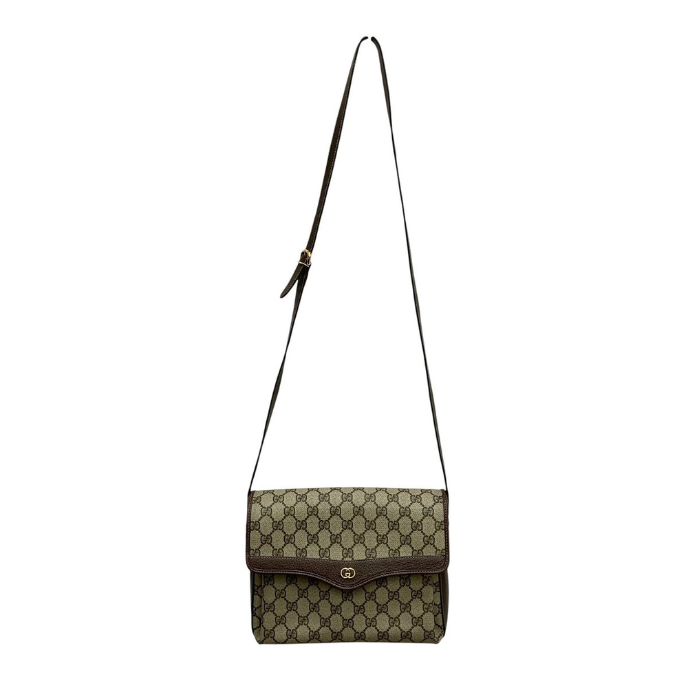 Gucci GG Supreme Shoulder Bag Canvas Leather Beige Tan